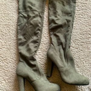Green over the knee women boots